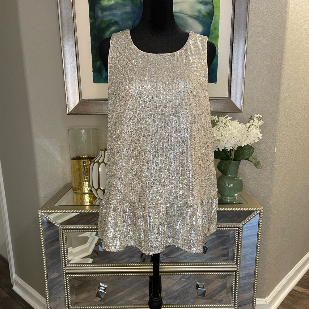 Vineyard Vines Silver Sequin Dress